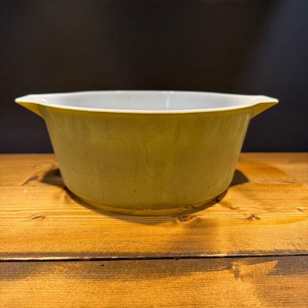 Vintage PYREX 475 2.5 QT Avocado Green Casserole Dish Made In USA